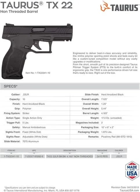 Taurus TX22 — image 2